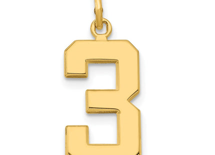 14K gold number 3 charm