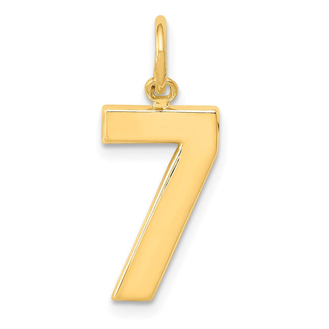 14k Medium Polished Number 7 Charm, 17.75 x 9.64mm
