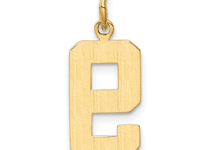 14K gold number 9 charm, another view