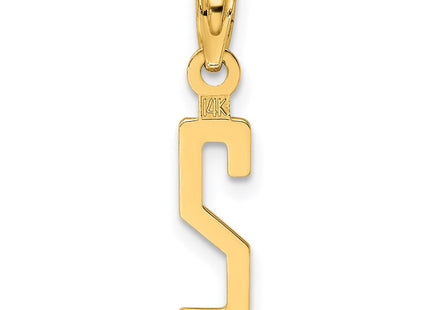 14k Polished Number 2 Pendant (Style NU02)