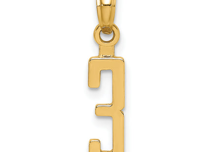 14k Polished Number 3 Pendant, 18.95 x 4.41mm