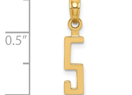 14k Polished Number 5 Pendant, 18.73 x 4.47mm