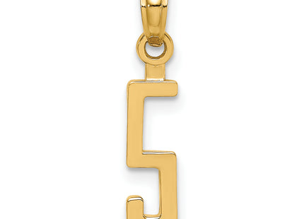 14k Polished Number 5 Pendant, 18.73 x 4.47mm