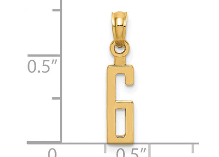 14k Polished Number 6 Pendant (Style NU06)