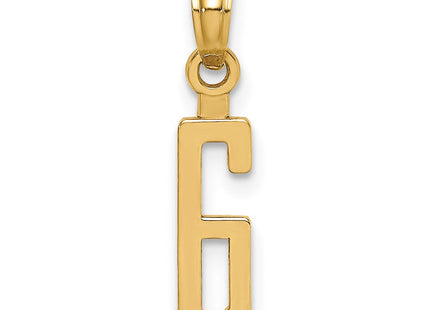 14k Polished Number 6 Pendant (Style NU06)