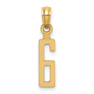 14k Polished Number 6 Pendant (Style NU06)