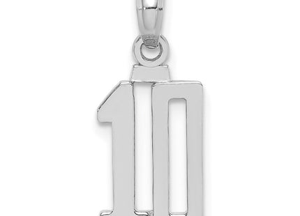 14K white gold number 10 pendant