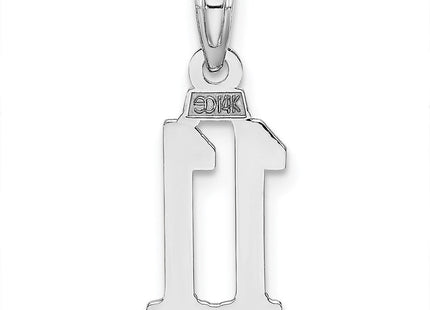 14kw Polished Number 11 Pendant (Style NU11W)
