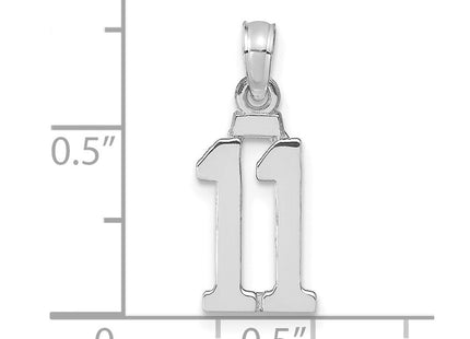 14kw Polished Number 11 Pendant (Style NU11W)