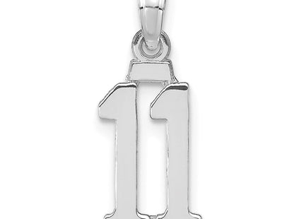 14kw Polished Number 11 Pendant (Style NU11W)