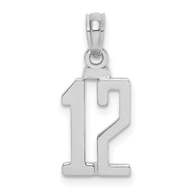 14K white gold number 12 pendant