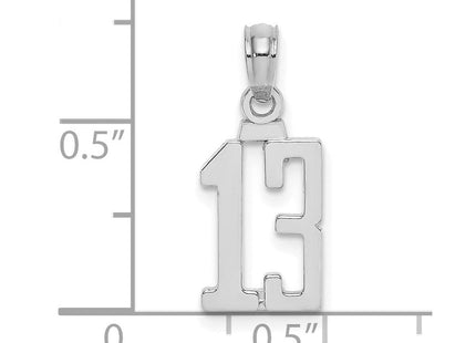 14kw Polished Number 13 Pendant (Style NU13W)