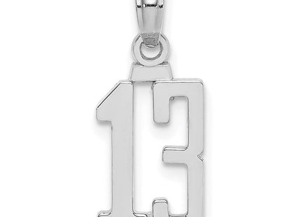 14kw Polished Number 13 Pendant (Style NU13W)