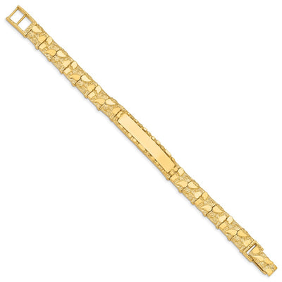 14K Polished Solid Nugget Plate ID Bracelet