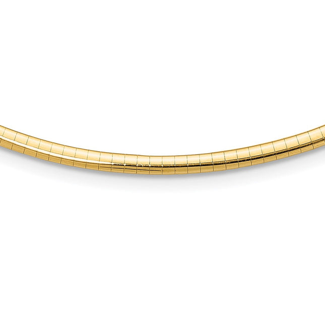 14k Polished Standard Weight Domed Omega Necklace, 18 x 3mm