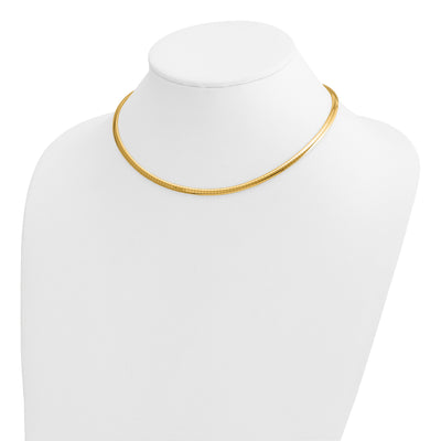14K Polished Domed Omega Necklace, 16 x 4mm