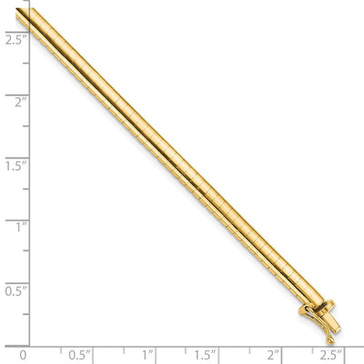 14K Polished Domed Omega Bracelet, 7 x 4mm