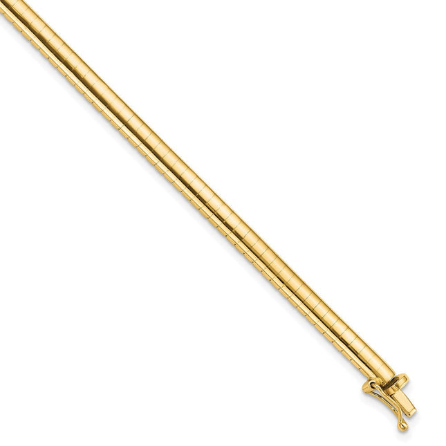 14k Polished Domed Omega Bracelet, 7 x 4mm