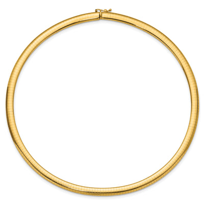 14K Polished Domed Omega Necklace, 16 x 6mm