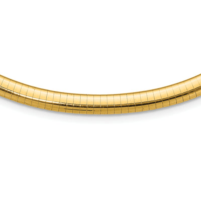 14K Polished Domed Omega Necklace, 16 x 6mm