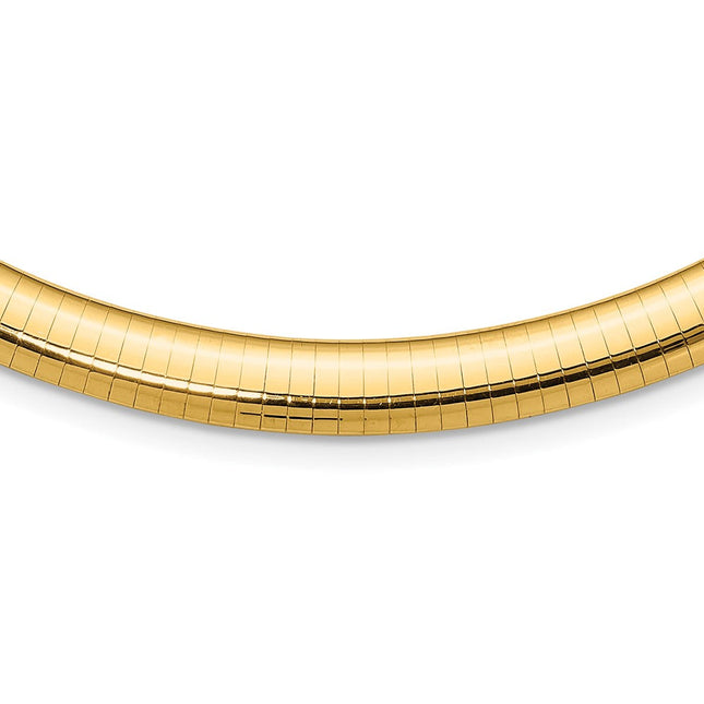 14k Polished Standard Weight Domed Omega Necklace, 16 x 8mm