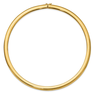 14K Polished Domed Omega Necklace, 16 x 6mm