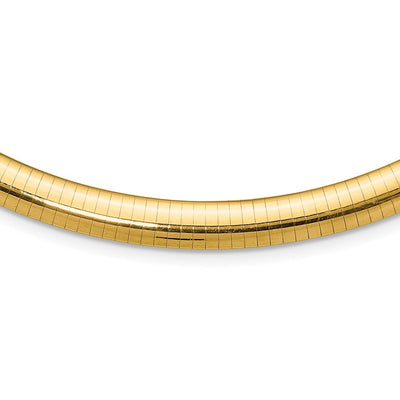 14K Polished Domed Omega Necklace, 16 x 6mm