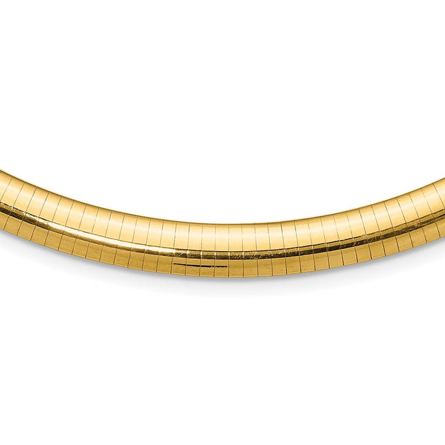 14k Polished Domed Omega Bracelet, 7 x 6mm