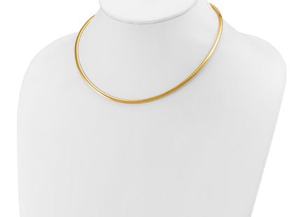 14k Polished Lightweight Domed Omega Necklace, 16 x 3mm
