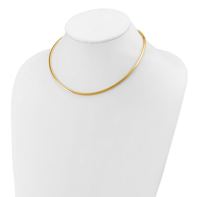 14K Polished Lightweight Domed Omega Necklace, 16 x 3mm