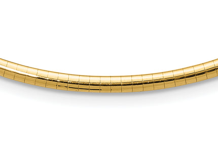14k Polished Lightweight Domed Omega Necklace, 16 x 3mm