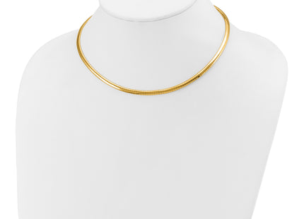 14k Polished Lightweight Domed Omega Necklace, 16 x 4mm
