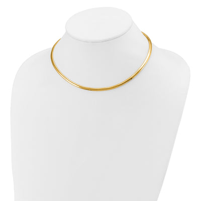 14K Polished Lightweight Domed Omega Necklace, 16 x 4mm