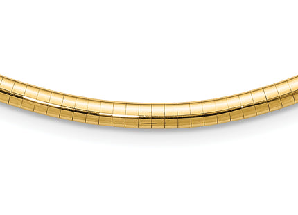 14k Polished Lightweight Domed Omega Necklace, 16 x 4mm