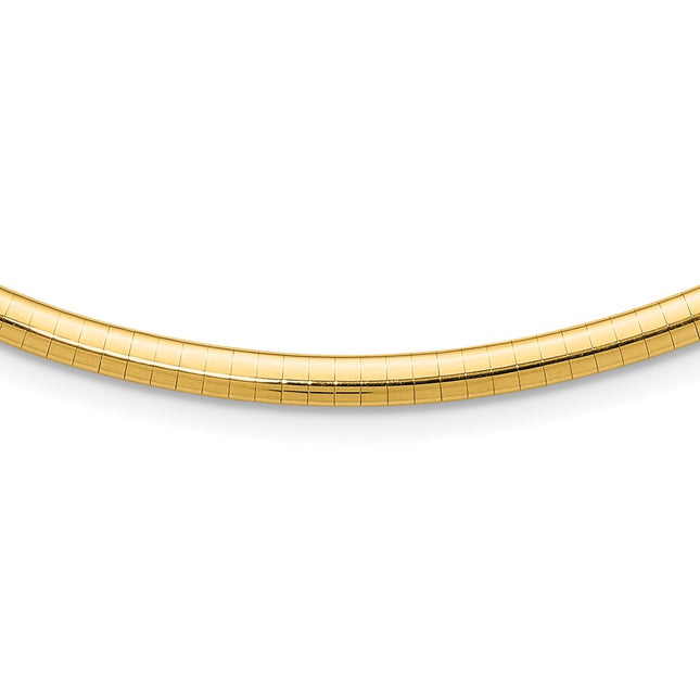 14k Polished Lightweight Domed Omega Necklace, 16 x 4mm