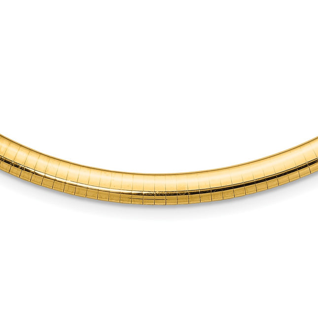 14k Polished Lightweight Domed Omega Necklace, 16 x 6mm