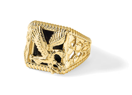 14k Men's Onyx Eagle Ring