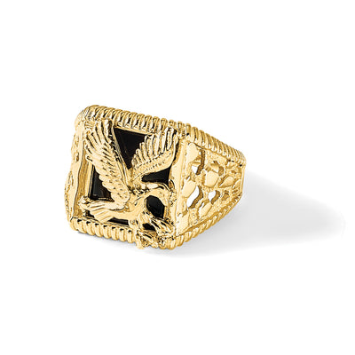 14K Men's Onyx Eagle Ring