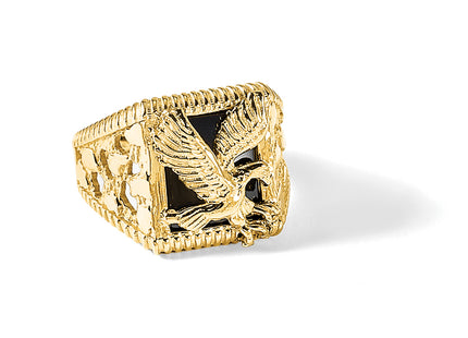 14k Men's Onyx Eagle Ring