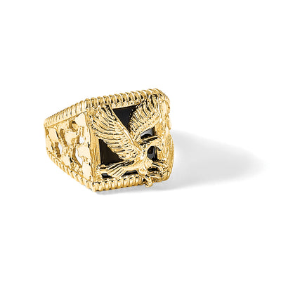 14K Men's Onyx Eagle Ring