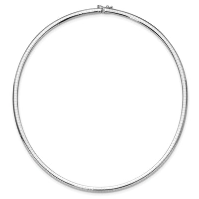 14K White Gold Polished Standard Weight Domed Omega Necklace