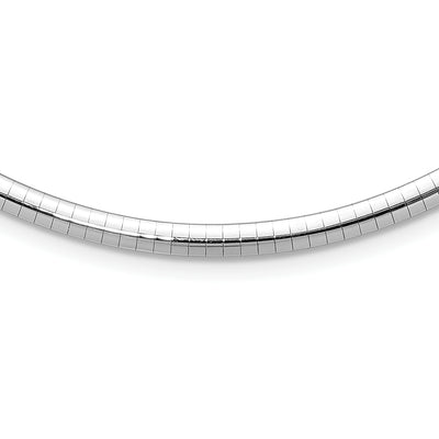 14K White Gold Polished Standard Weight Domed Omega Necklace