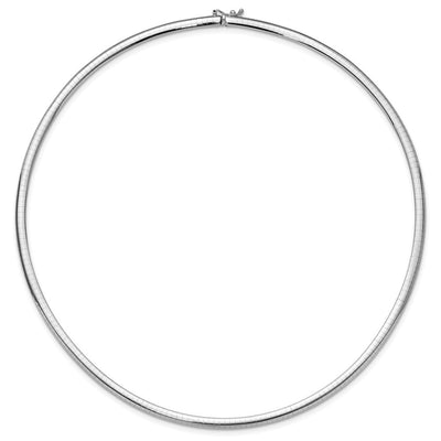 14K White Gold Polished Standard Weight Domed Omega Necklace