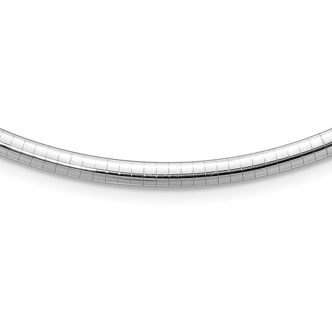 14k White Gold Polished Standard Weight Domed Omega Necklace