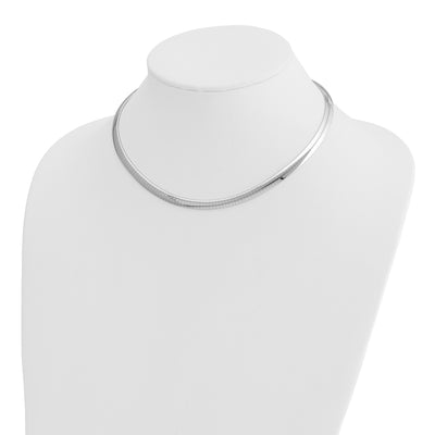 14K White Gold Polished Domed Omega Necklace