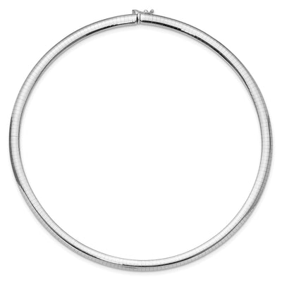 14K White Gold Polished Domed Omega Necklace