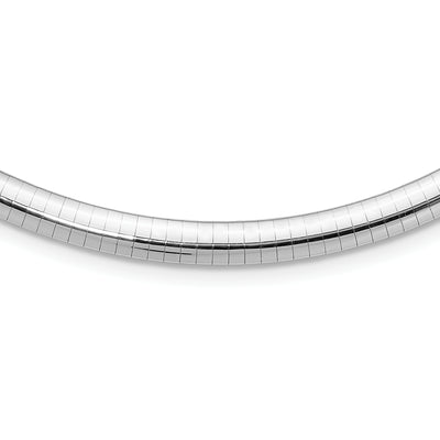 14K White Gold Polished Domed Omega Necklace