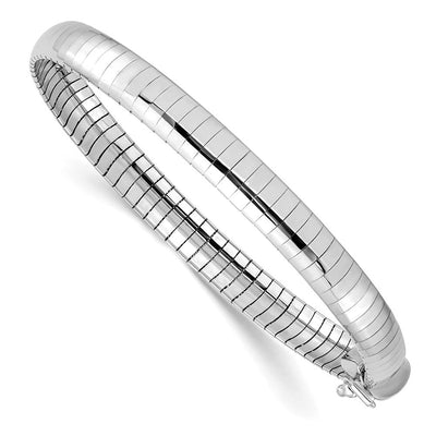 14K White Gold Polished Domed Omega Necklace