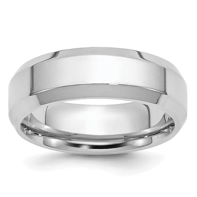 Platinum Polished Beveled Edge Wedding Band