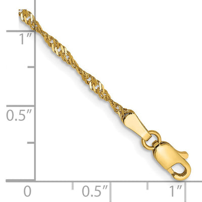 14K Singapore with Lobster Clasp Chain, 7 x 1.7mm